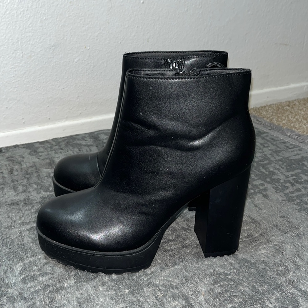 High heel wedge booties